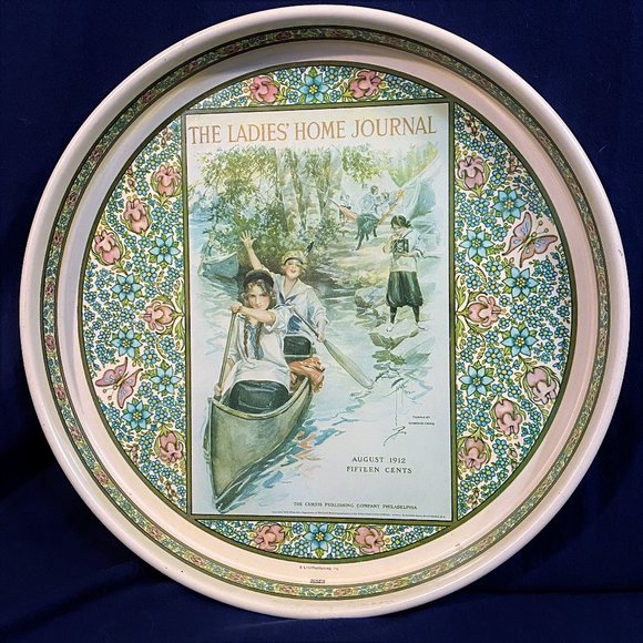 1912 LADIES HOME JOURNAL Women Canoes Tray CHEINCO - Picture 1 of 4